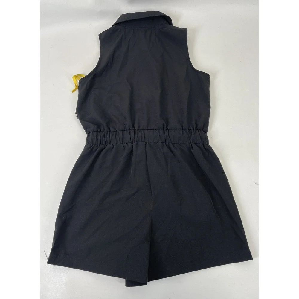 Justice Girls Pacman Romper Size L Black Zip Front Drawstring Waist‎